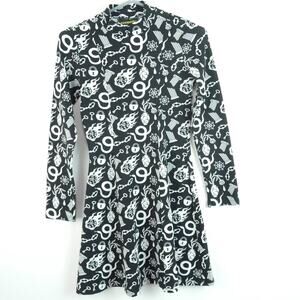 Nooworks Small Tonya Dress While Odin‎ Sleeps Print Rockabilly Skater Mini Punk